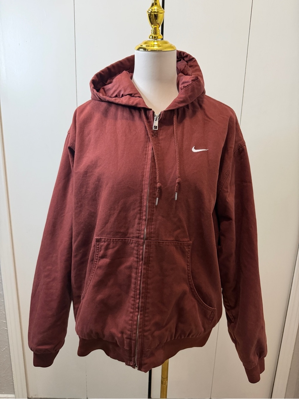 Nike Burgundy Full-Zip Hoodie with White Swoosh